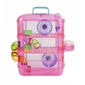 Image of Hamster Cage 3 Story With Tubes Perfect For Hamsters And Gerbils MW Pink New