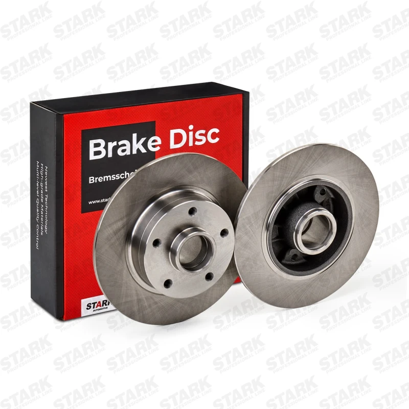 Image of STARK SKBD-0022309 Brake disc Rear Axle, solid, Cast Iron, Uncoated, Untreated, with wheel hub Cast Iron Brake Disc (82)