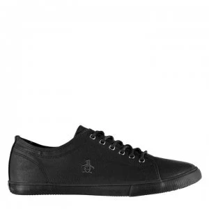 image of Original Penguin Brewton PU Trainers - Black Mono