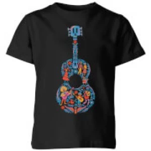Image of Coco Guitar Pattern Kids T-Shirt - Black - 11-12 Years