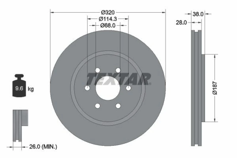 Image of Brake disc TEXTAR 92164405