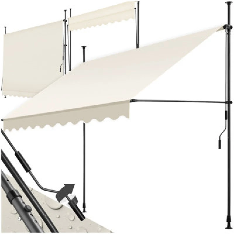 Image of Tectake Awning With Hand Crank - Pressure Fitted , Height Adjustable 250 X 180 Cm - Beige