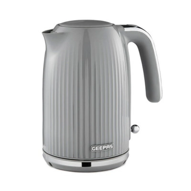 Image of Geepas Fluted 1.7L Cordless Electric Kettle 3000W Rapid Boil Dry Protection Grey