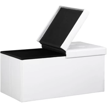 Image of Ottoman Storage Bench Foldable Faux Leather Chest Toy Shoe Box Hallway Bedroom L - Weiß (de)