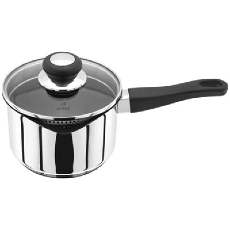Image of Judge Vista Draining Saucepan With Shatterproof Vented Glass Lid 16Cm / 1.5L - Silver