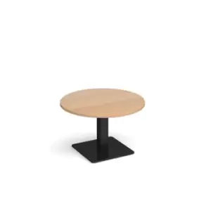 Image of Brescia circular coffee table with flat square Black base 800mm - beech