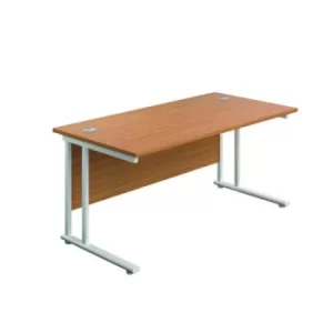 image of Jemini Rectangular Cantilever Desk 1200x800x730mm Nova Oak/White KF806882