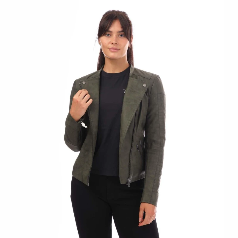 Image of Only Ava Faux Leather Jacket - Green Green 8
