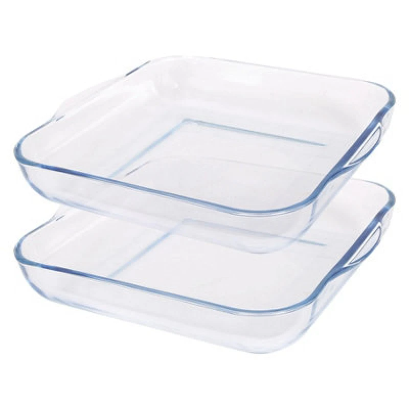 Image of Argon Tableware Square Glass Oven Dishes - 30Cm X 27.5Cm - Pack Of 2