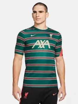 Image of Nike Liverpool FC Mens 21/22 Pre Match Shirt - Black/Green, Black/Green Size M Men