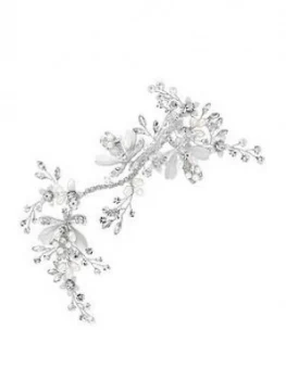 Image of Jon Richard Jon Richard Silver Painted Leaves And Crystal Bead Dogclip