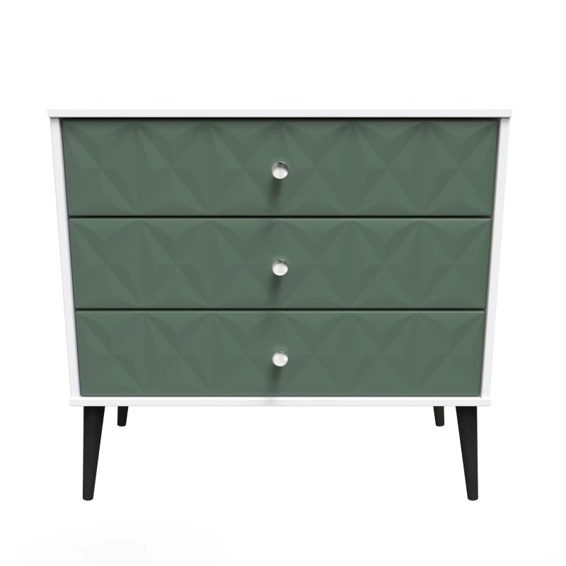 Image of Toledo 3 Drawer Chest In Labrador Green & White (Ready Assembled)
