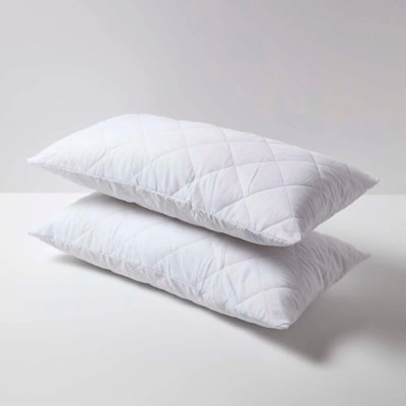 Image of Homescapes King Size Quilted Pillow Protector, Pack of 2 White