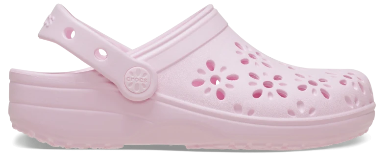 Image of Crocs Kids Classic Floral Cut-Out Clogs Pink Milk C12