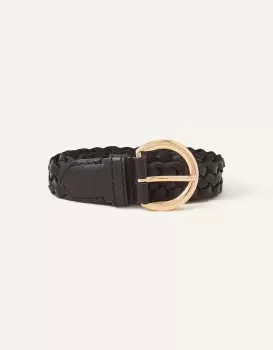 Image of Accessorize Womens Leather Plaited Belt Black, Size: M