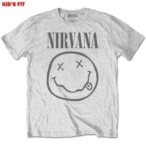 Image of Nirvana - Yellow Smiley Kids 11 - 12 Years T-Shirt - Grey