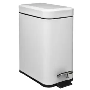 5Five 5L Rectangular Pedal Bin - White