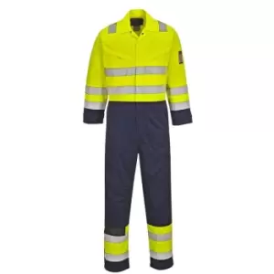 image of Portwest MV28YNRXXXL - sz 3XL Hi-Vis Modaflame Coverall - Yellow/Navy