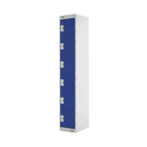 image of Six Compartment Express Standard Locker D300mm Blue Door MC00148