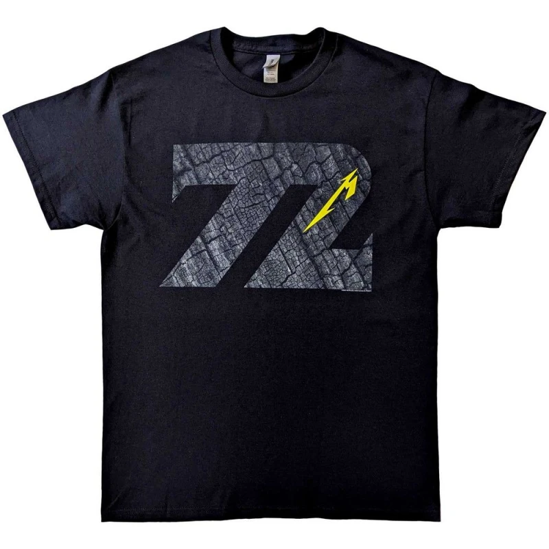 Image of Metallica Mens 72 Seasons Charred Logo T-Shirt in Black Size: 2XL Black Male 2XL