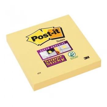 Image of Post it 76 x 76mm Super Sticky Removable Notes Canary Yellow 12 x 90