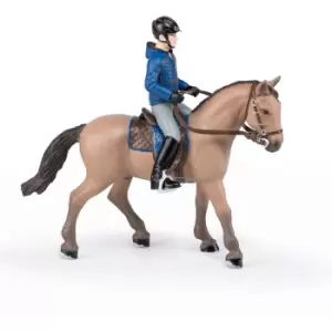 Image of Papo Horses and Ponies Walking Horse and Horseman Toy Figure, 3...