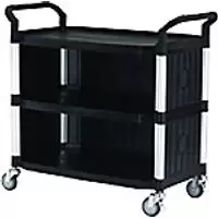 image of SLINGSBY Service Trolley with 3 Shelves 384020 Plastic Black 52 x 110 x 102 cm