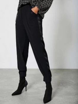 Image of Mint Velvet Popper Detail Twill Lux Jogger - Black, Size 8, Women