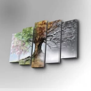 Image of 5PUC-042 Multicolor Decorative Canvas Painting (5 Pieces)