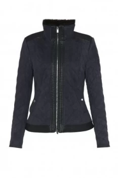 Image of French Connection Zoe Quilted Zip Up Jacket Utility Blue