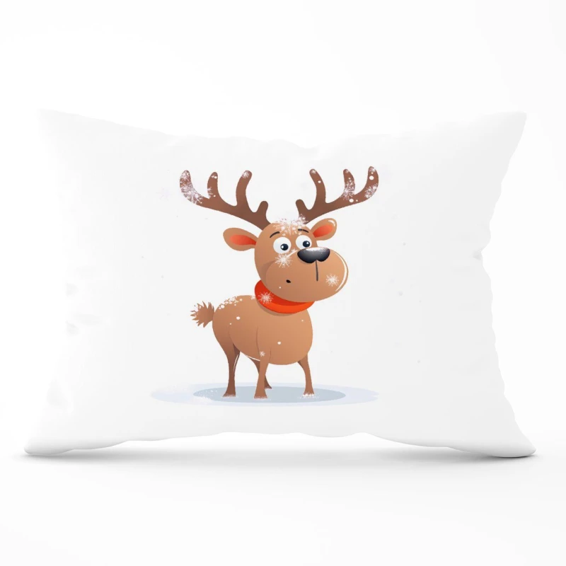 Image of Warren Reed - Designer Reindeer In A Scarf Cushions Size: 60cm x 60cm Multicolor Unisex 60cm x 60 cm