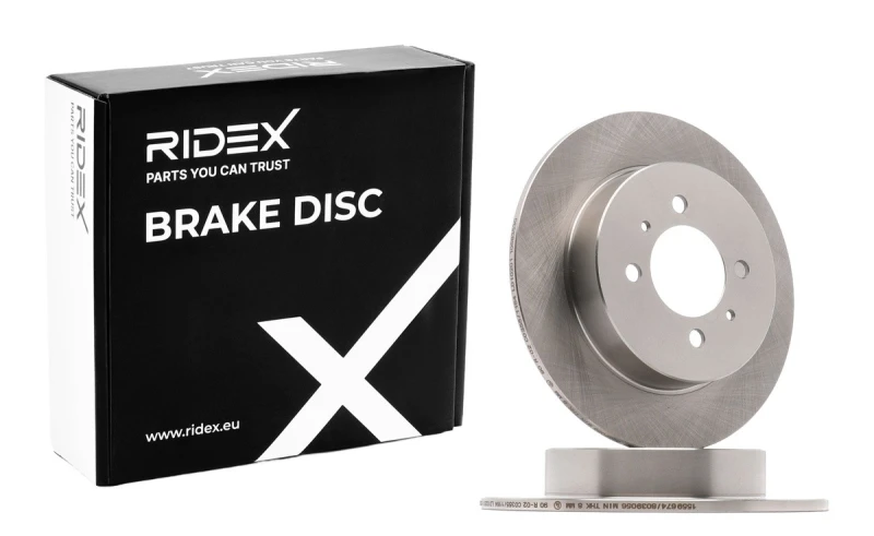 Image of RIDEX 82B0782 Brake disc Rear Axle, solid, Cast Iron, Uncoated, Untreated, without bolts/screws Cast Iron Brake Disc (82)