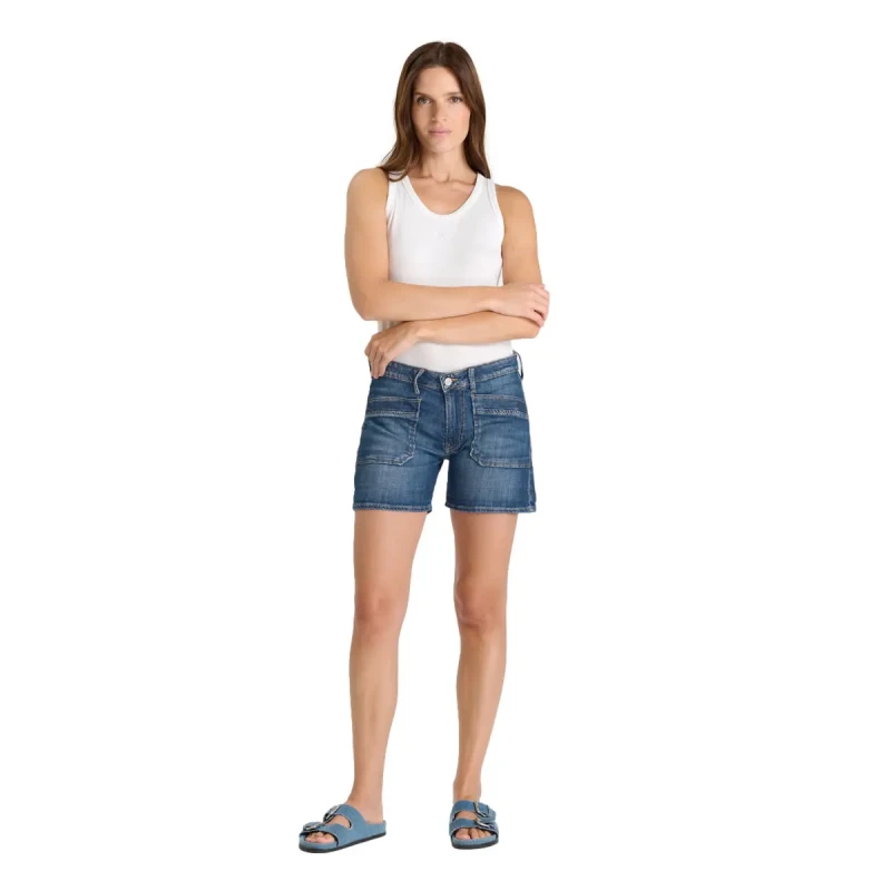 Image of Le Temps des cerises Womens zip-up denim shorts Le Temps des cerises Margot Bleu Female 28
