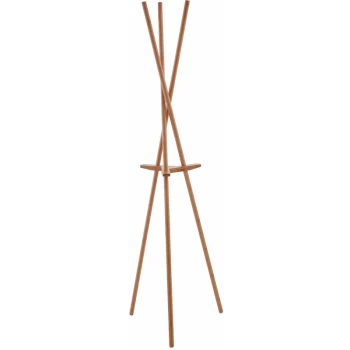 image of Coat Stand Bamboo Free Standing Coat Hanger for Hallway Natural Renewable Wood Contemporary Design w52 x d52 x h175cm - Premier Housewares