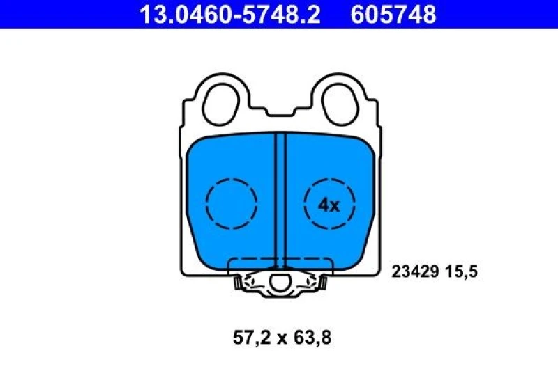 Image of ATE 13.0460-5748.2 Brake pad set with acoustic wear warning Brake Pad Set,disc brake (402)