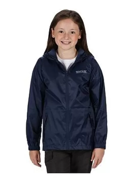 image of Regatta PACK-IT III Waterproof Shell Jacket Petrol Blue Blue girls's Children's jacket in Blue. Sizes available:14 years,3 / 4 years,11 / 12 years,1