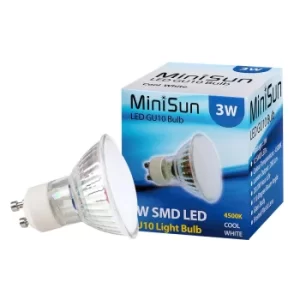 Image of 4 x 3W GU10 Cool White LED Glass Spotlight Bulbs