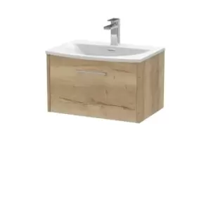 image of Hudson Reed Juno 600mm Wall Hung Single Drawer Vanity & Curved Basin - Autumn Oak