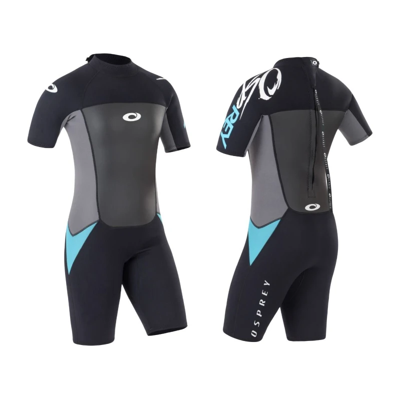 Image of Osprey Action Sports Womens Shorty Origin 3mm Wetsuit Short Sleeve Wetsuit Size XS Blue Blue Unisex XS