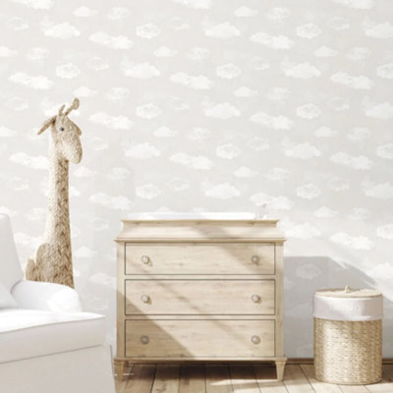 Image of Galerie Tiny Tots 2 Greige Cloud Smooth Wallpaper
