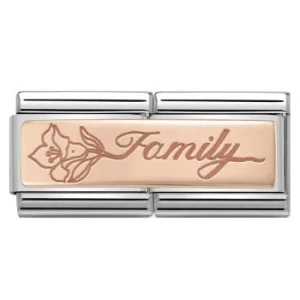 image of Nomination CLASSIC Rose Gold Double Family With Flower Charm 430710/17