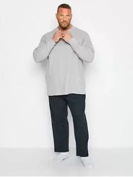 Image of BadRhino Waffle Long Sleeve Top & Trousers Set - Grey, Size 1Xl, Men