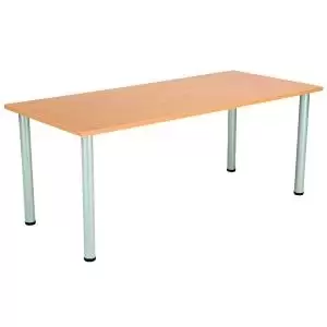 Image of Jemini Rectangular Meeting Table 1800x800x730mm BeechSilver KF816654