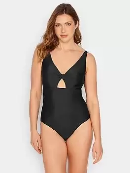 Image of Long Tall Sally Black Twist Cut Out Swimsuit, Black, Size 10, Women