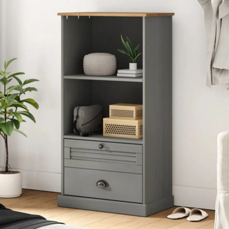 Image of VIDAXL Bookcase vigo Grey 60x35x114.5cm Solid Wood Pine Vidaxl 8720845846008