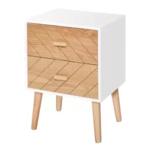 Image of HOMCOM Nordic Style 2 Drawers Side Cabinet Wooden Bedside Table Storage Chest Scandinavian Home Furniture