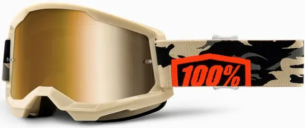 Image of 100% Strata 2 Kombat Motocross Goggles, black-grey-green-brown