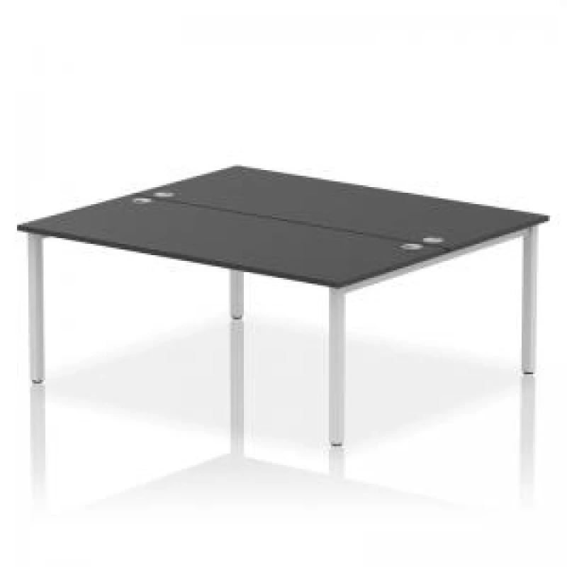 Image of Impulse Impulse Bench B2B 2 Person 1800 Silver Frame Office Bench Desk Black IMB2P18BLKS