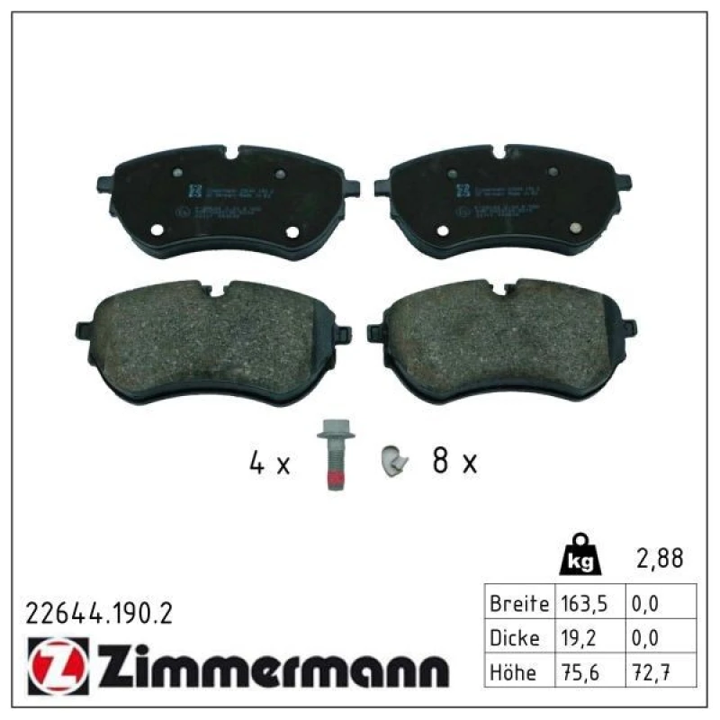 Image of ZIMMERMANN Brake pad set ZIMMERMANN 22644.190.2