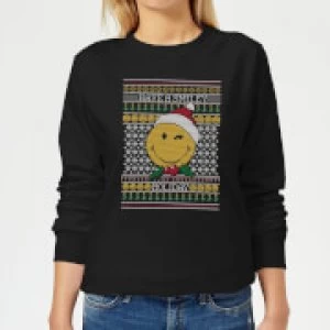 Image of Smiley World Have A Smiley Holiday Womens Christmas Sweatshirt - Black
